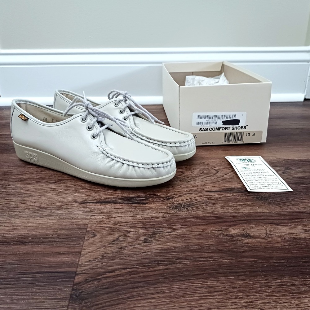 Vintage SAS Siesta Bone Leather Walking Shoes 10 S Narrow USA Handsewn New